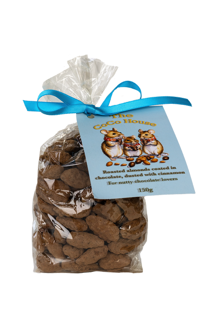 Roasted almonds coated in chocolate